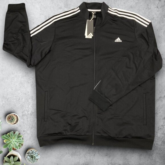adidas Other - ⭐️NWT 3X adidas 3 stripe mens track jacket black and white zip up